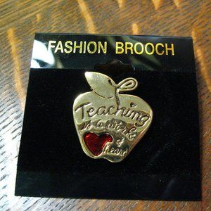 🍎 Teaching Is A Work Of Heart Vintage Lapel Pin